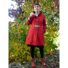 Manteau en lainage rouge et gris